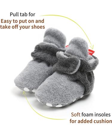 EDOTON Unisex Newborn Winter Boots - Non-Slip Sole, Warm & Cozy Bootie Sock (12-18 Months, Gray) - Buy Online on GoSupps.com