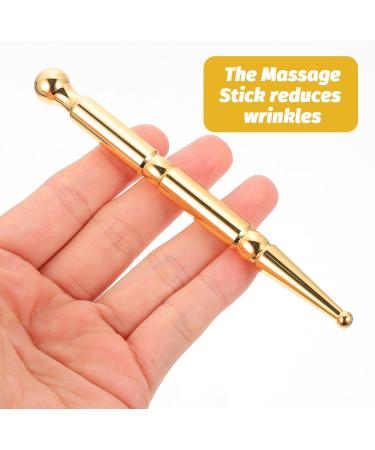 Healeved Brass Acupuncture Pen - Meridian Massage Pencil for Face Eyes & Body | Acupressure Stick for Spa & Beauty Care - Gold Yellow Gift - Buy Online on GoSupps.com