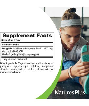 NaturesPlus Ultra Bromelain 1500 mg - 60 Tablets Pack of 2 - Supports Joints Digestive Health & Overall Well-Being - Vegetarian Gluten Free - 120 Total Servings - Buy Online on GoSupps.com