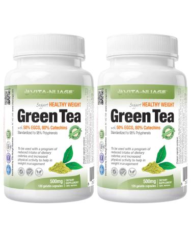Vita-Age (2 PACK) Green Tea with 50% EGCG 80% Catechins 120 Gelatin capsules Powerful Antioxidant Support Immune System & Weight Management