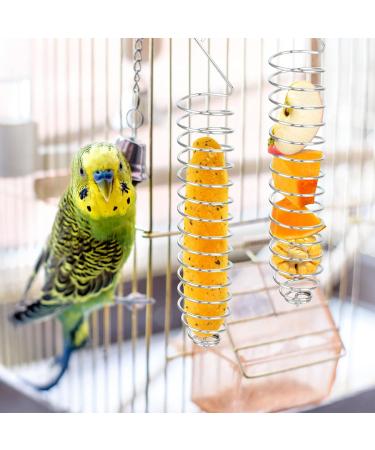 Bubuyun 2PCS Parrot Basket Bird Foraging Toy Parrot Feeder Skewer Hanging Parrot Feeder Stainless Steel Bird Skewer for Parrot Bird(26.5 4.5cm Silver) - Buy Online on GoSupps.com