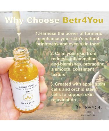 BETR4YOU Official | Liquid Gold Turmeric Facial Serum | All-Natural Botanical Stem Cells | 2 Oz | Best Seller on TikTok | Shop Internationally - Buy Online on GoSupps.com