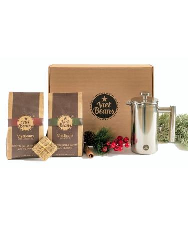 Coffee gift set French Press Klein - Gifts for coffee lovers - coffee maker French press and two exclusive types of coffee - coffee gift - gift idea coffee - ground coffee