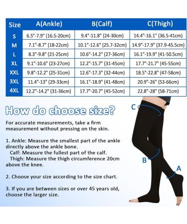 Bella 20-30 mmHg Medical Compression Stockings for Men & Women - Thigh Support Edema Relief Silicone Band - 3XL Black - Buy Online on GoSupps.com