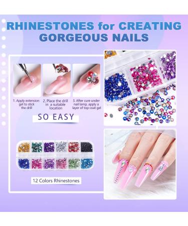 10 Colors Poly Gel Nail Set with UV Lamp - Complete Starter Kit with Rhinestones & 100 Tips for Stunning Nail Designs - Buy Online on GoSupps.com