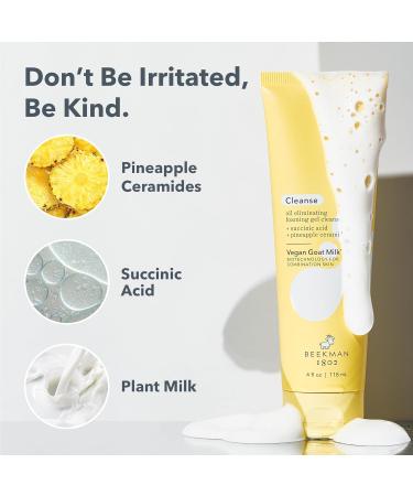 Beekman 1802 Foaming Gel Oil-Eliminating Face Cleanser - Non-Comedogenic - 4.0 fl oz - Controls Oil & Soothes Sensitive Skin with BioMilk & Succinic Acid - Buy Online on GoSupps.com