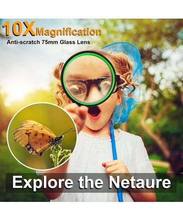 2-Pack 10X Magnifying Glass Handheld Reading Magnifier Magnifying Lens and Non-Slip Handle for Jewelry Coin Reading Hobbies Crafts Insect Plant Science (75mm) - Buy Online on GoSupps.com