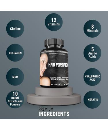 HAIR FORTIFIED Hair Growth Vitamins - Biotin 10000 Mcg Keratin & Silica Supplement for Fuller Thicker Hair | 60 Tablets - Buy Online on GoSupps.com