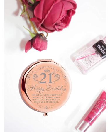 21st Birthday Gifts for Her - Finally 21 Rose Gold Decorations with Mirror and Bag - Perfect Gift for 21 Year Old Women - Buy Online on GoSupps.com