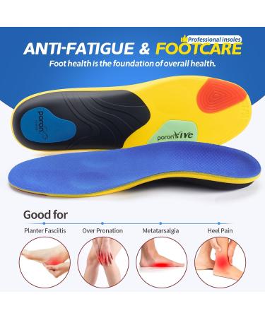 Professional Sport Insoles for Plantar Fasciitis Relief - Medium Arch Support, Shock Absorption - Men and Women Orthotics Shoe Insert - Blue - Size M (8-9) - Buy Online on GoSupps.com