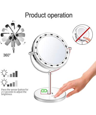 KDKD Lighted Makeup Mirror 1X 7X Magnification Double Sided Round Shape - Cordless & Rechargeable - Buy Online on GoSupps.com
