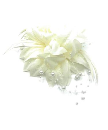 Arranview Jewellery White fascinator with petals feathers and bead detailing