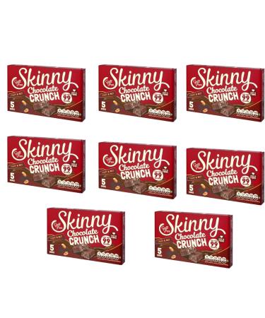 Skiny Chocolate Crunch Fruit & Nut Bars 5 Pack - A Low Calorie Chocolate Snack - High In Fibre And Fewer Than 99 Calories Per Bar - Pack of 8