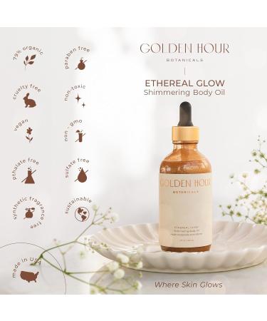 Organic Vegan Skincare - USA Made Hydrating Shimmer Gold Glitter Body Oil | Ethereal Glow 4 fl oz - Buy Online on GoSupps.com