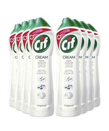 Cif Original Cream Multi Purpose Cleanser Pack of 8 enriched with fresh ocean fragrance made with 100% natural cleaning particles for gentle and reliable cleaning