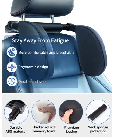 Joflva Black Headrest for Children | Leather Neck Support Pillows with Telescopic Rod & Clips | Travel Sleeping Pillow for Kids - Buy Online on GoSupps.com