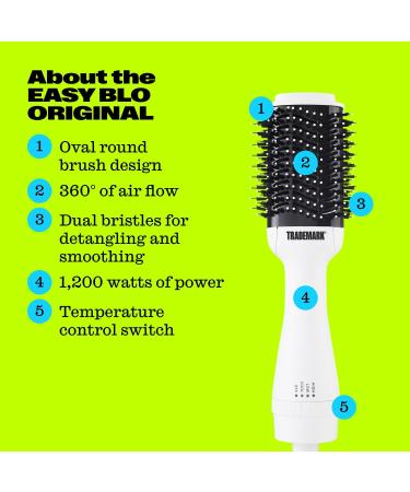 Trademark Beauty Hair Dryer Brush - 2-in-1 Blow Dryer & Volumizer for All Hair Types Anti-Frizz Ceramic Design Smooths & Styles Wet & Dry Hair - White - Buy Online on GoSupps.com