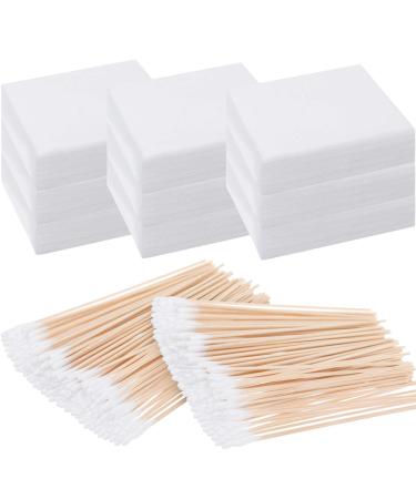 Nuanchu 500 Pieces Cleaning Patches and 200 Pieces 6 Inch Cleaning Swabs, Flannel Cleaning Patches, Flannel Patches Rectangle