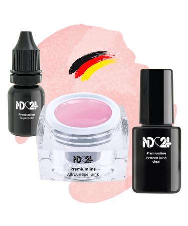 3 x Premium Easy Modellage Gel Set - Adhesive + Allround + Finish Nail Gel - Made in Germany