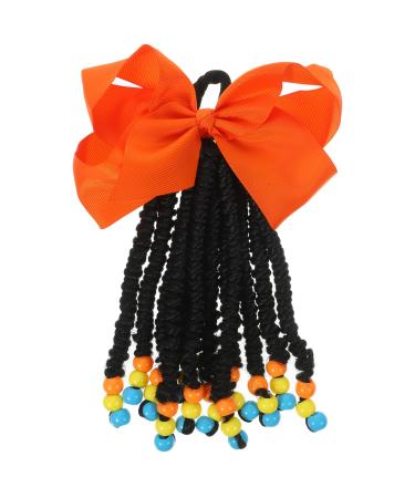 FRCOLOR Wigs Beaded Hair Extension Braided Hair Extensions Wig Braided Wig Ponytail Hair Extensions Ponytail Hair for Braiding Bow Braid Wig Chemical Fiber Child Bow Tie Hair Accessories Orange