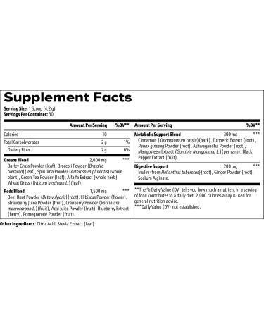 QVP Greens Superfood Powder 2.0 30 Servings Fruits Vegetables 20+ Superfoods Supercharge of Vitamins and Minerals. - Buy Online on GoSupps.com