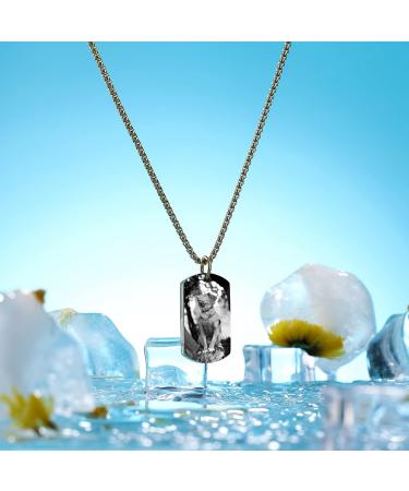 BLUE Personalized Ash Urn Pendant Necklace for Pets - Memorial Jewelry with Photo & Text - Gold Paw Print Design - Buy Online on GoSupps.com