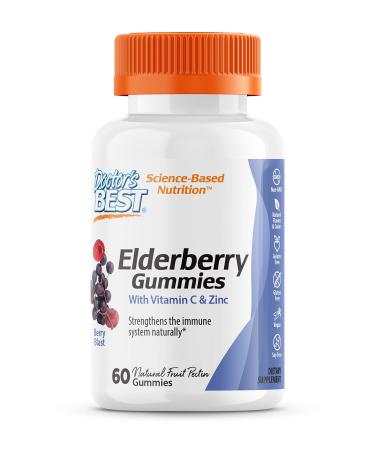Doctor's Best Elderberry Gummies with Vitamin C & Zinc Berry Blast 60 Gummies