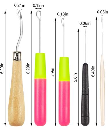 Latch Hook Crochet Needle Set - 10 Pieces Include 2 Wooden Bent Hooks and 8 Plastic Curl Needles for Braid Hair and Carpet Making - Ideal for Kids and Adults - Buy Online on GoSupps.com