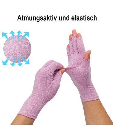 2-Pair Arthritis Compression Gloves for Rheumatoid & Osteoarthritis Relief - Fingerless Breathable Moisture-Regulating - Unisex (Purple M) - Buy Online on GoSupps.com