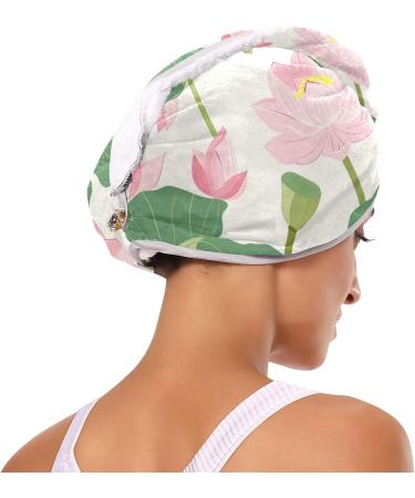 Lotus Flower Leaf Hair Towel 2 Pack | Super Absorbent Quick Dry Hair Turbans for Women & Girls - Buy Online on GoSupps.com