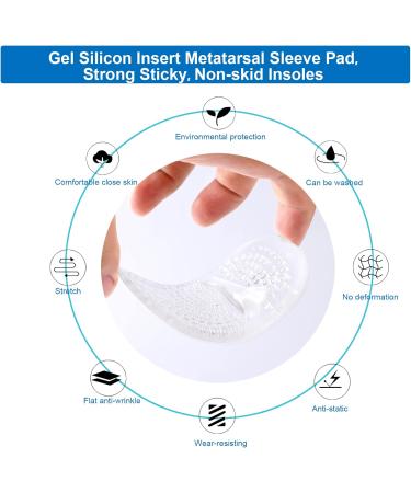 Metatarsal Pads for Foot Pain Relief - Soft Gel Ball of Foot Cushions for Men & Women | 4 Pairs Clear (4.2 x 2.8 - Buy Online on GoSupps.com