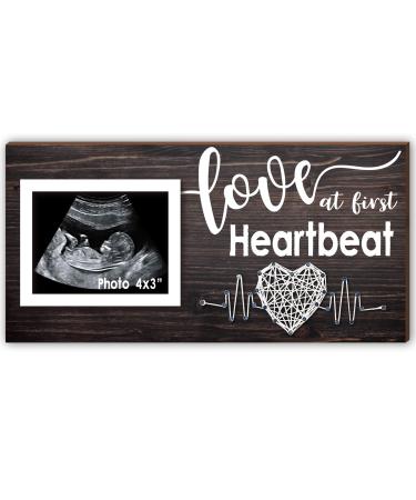 Yudarte New Mom Gifts - Pregnancy Announcements Baby Ultrasound Picture Frame - Love at First Heartbeat Sonogram Photo Frame 4x3 Inches - Baby Nursery Decor for First Time Parents