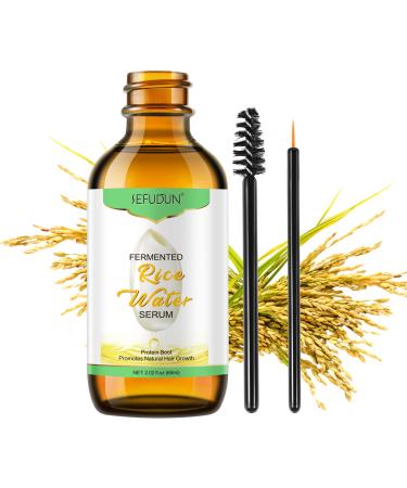 Essential Oil Rice Bran Oil for Hair 2.02fl.oz Pure Rice Bran Oil with Antioxidant Action Beard Eyebrows and Eyelash Growth for Hair Strengthening (Serum-60ml)