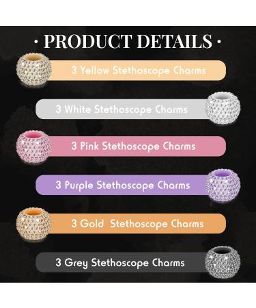 Buy 18 Bling Crystal Stethoscope Charms | Nurse & Vet ID Tags | Vibrant Colors for Accessories - Buy Online on GoSupps.com