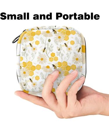 MUOOUM Menstrual Pad Bag | Sanitary Napkin & Tampon Pouch for Women | Bees Daisy Pattern | Multi-colored - Buy Online on GoSupps.com