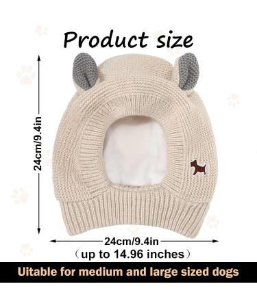 2 Pcs Dog Knitted Ears Cover | Noise Protection Pet Ear Muffs | Winter Dog Ear Protection | Pet Head Wrap | Beige - Buy Online on GoSupps.com