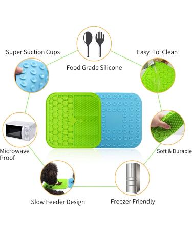 Dog Licking Mat with Suction Cups | BPA-Free Silicone for Anxiety Relief | Slow Feeder & Grooming Mat in Green & Blue - Buy Online on GoSupps.com