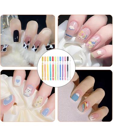 12 Colors Pens 3D Waterproof Nail Painting Kit Pens for Painting Nails Nail Polish Pens Nail Point Graffiti Dotting Liner Nail Accessories - Buy Online on GoSupps.com