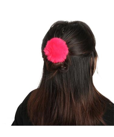 Pom Pom Flurry Ball Hair Ties | Elastic Ponytail Holders | Faux Rabbit Fur Hair Accessories - 2pcs (White) - Buy Online on GoSupps.com