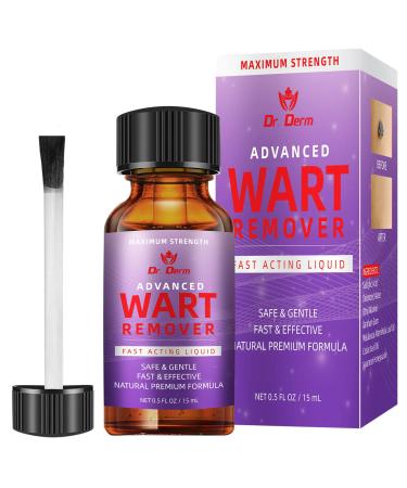 DR. DERM Wart Remover Maximum Strength - Wart Remover Fast Acting Liquid Gel - Plantar and Genital Wart Treatment, Wart & Corn Remover for Corn, Common Wart, Flat Wart, Natural and Safe - 0.5 Fl Oz
