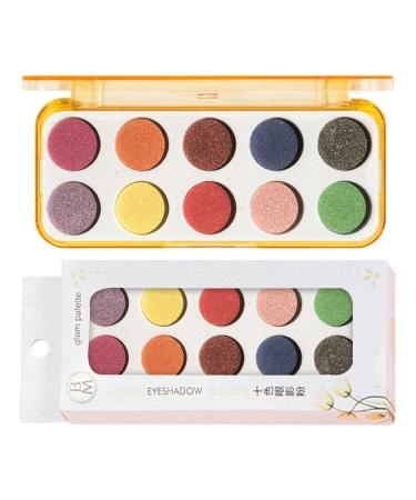 Eyeshadow Palette 10 Shades Highly Pigmented Eyeshadow Matte Shimmer Eyeshadow Pallet Long Lasting Make up Eye Shadows Cosmetics Kit for Women Shzons 02# Pearl Disc