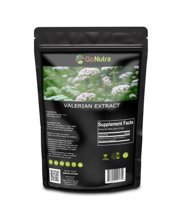Go Nutra Valerian Root Extract Powder | 10:1 Extra Strength Valeriana Officinalis | Herbal Valerian Root Powder No Fillers Vegan Non-GMO Gluten-Free | 8 oz
