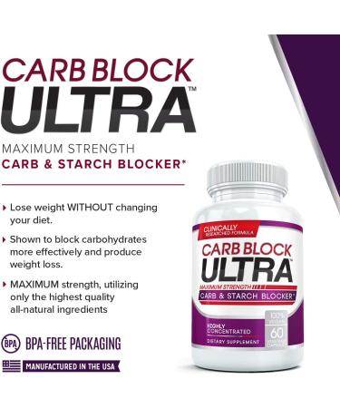 Carb Block Ultra (2 Bottles) - Keto Cheat Supplement with White Kidney Bean Extract - 120 Veg Caps - Buy Online on GoSupps.com