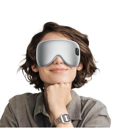 Silk Cordless Heated Eye Mask Compress Heating Pad for Dry Eye Stye Eye Strain Electric Warm Eye Mask for Airplane Sleeping Blackout Eye Mask for Travel Idea for Women/Men (Silk-Silver)