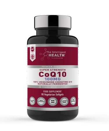 Ubiquinone Coenzyme Q10 100mg Softgel Capsules 90 Super Strength Vegan Friendly Naturally Fermented High Absorption CoQ10 Capsules Made in The UK to GMP Standards by The Intelligent Health 100 MG - 90 Capsules