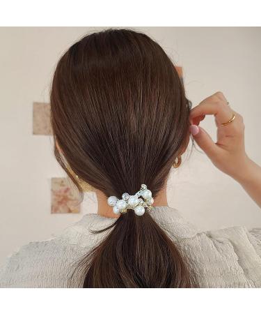 KKNEKKI Hair Scrunchie Beads - Elastic Headband with Faux Pearls and Crystals for Girls - 3 Colours: Black Brown Beige - Buy Online on GoSupps.com