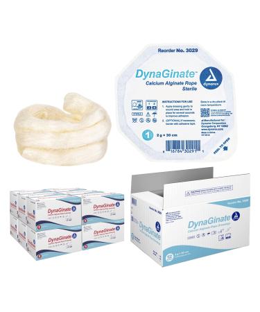 Dynarex DynaGinate Calcium Alginate Wound Dressing - Sterile Non-Stick Topical Wound Pads - Absorbent Gel Patches for Moderate to High Exuding Cuts - 2g x 30cm 12 Boxes of 5