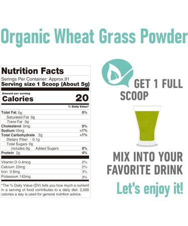 Organic Wheatgrass Powder 1 LB - Green Superfood for Smoothies and Salads - 16 OZ of Immune-Boosting Vitamins, Fibers, and Minerals - Vegan Friendly - Buy Online on GoSupps.com