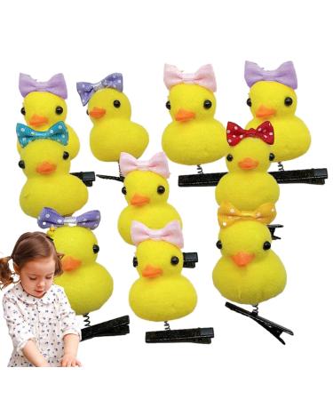 Yellow Duck Hair Pins Hair Accessory With Duck Shaped Design Fun Duck Hair Accessories For Kids Women Soft Animal Hair Clips Hair Pins Cartoon Duck Plush Hairpin Set