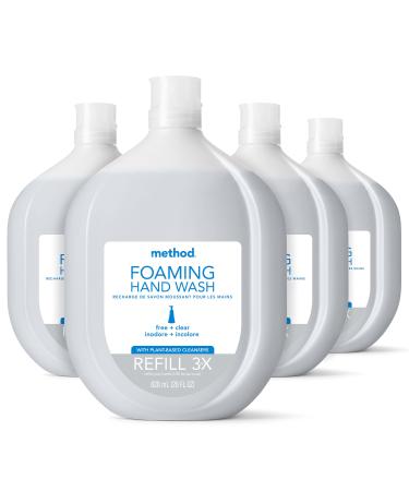 Method Foaming Hand Soap Refill Free + Clear Recyclable Bottle 28 oz 4 pack